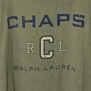 Vtg 90s Chaps Ralph Lauren Army Green T-Shirt Worn Faded Grunge Outdoor Spellout